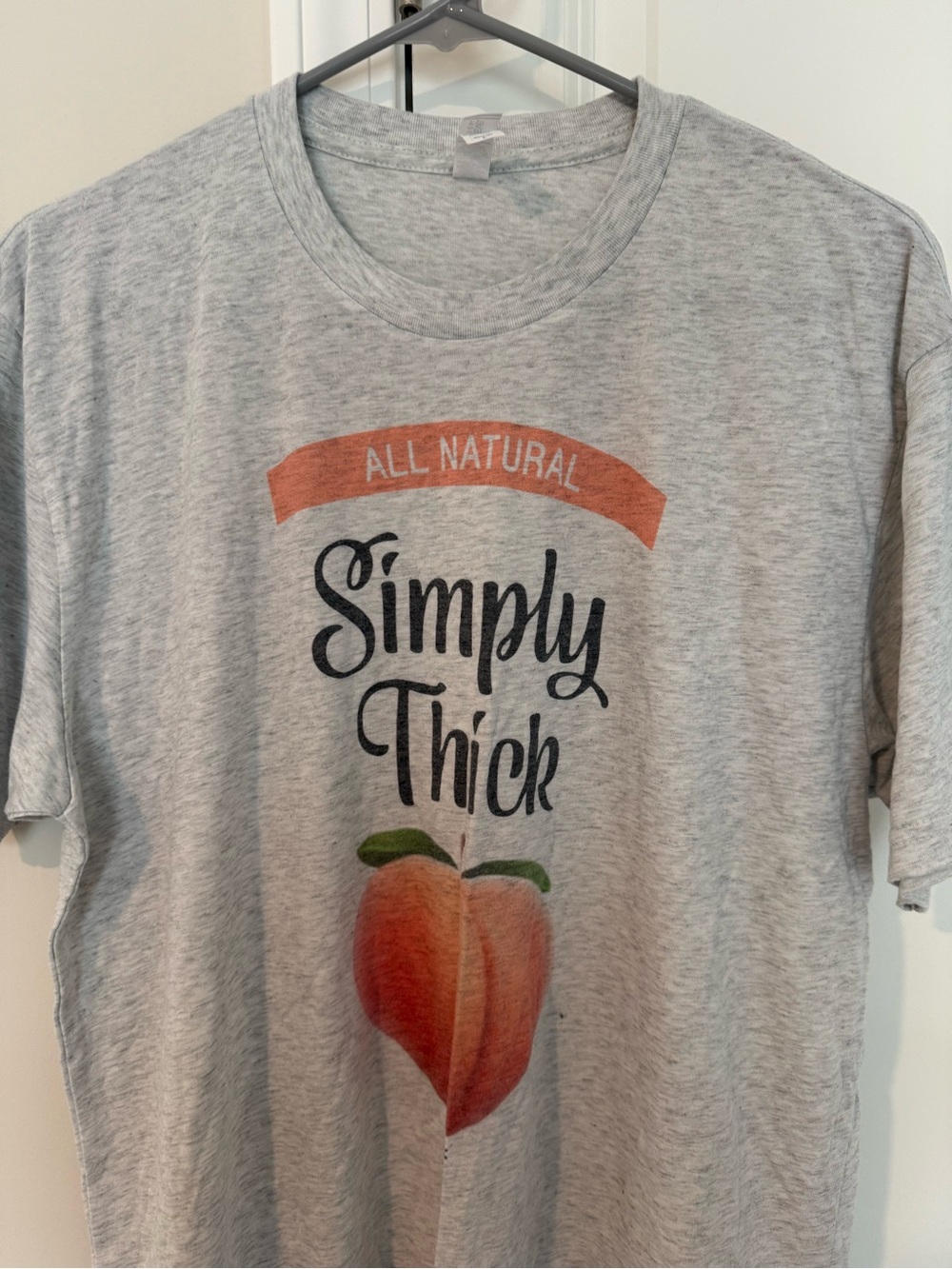 Next Level Apparel Light Heather Gray Tee with Peach Graphic